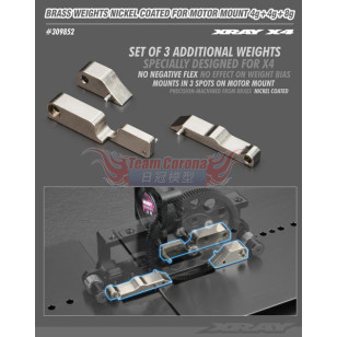 Xray 309852 - X4 Brass Weights Nickel Coated for Motor Mount 4g+4g+8g